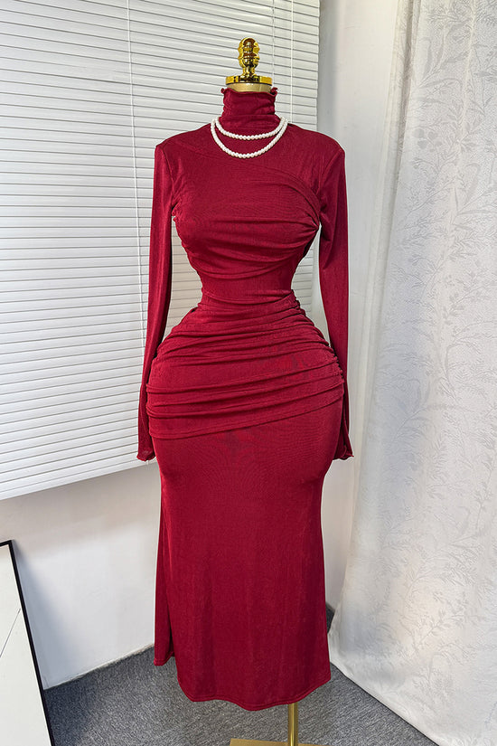 Long Sleeve Ruched Bodycon Dress