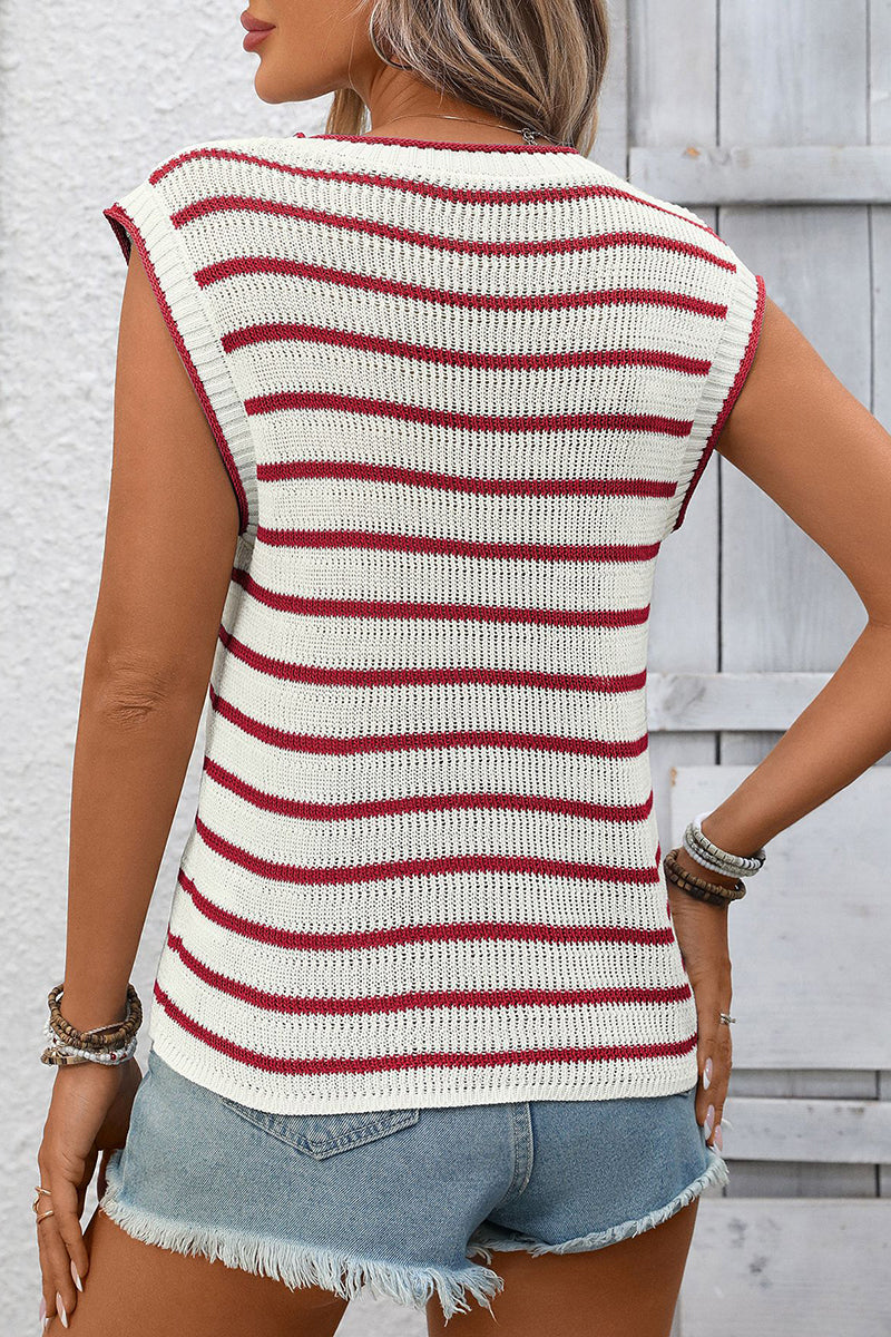 Striped Sleeveless Sweater Vest