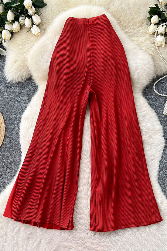 Elegant Pleated Wide-Leg Casual Pants