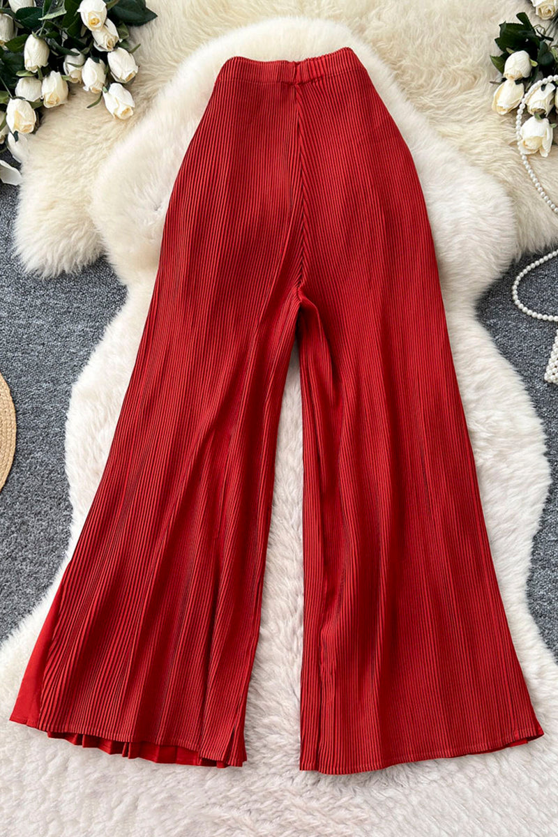 Elegant Pleated Wide-Leg Casual Pants