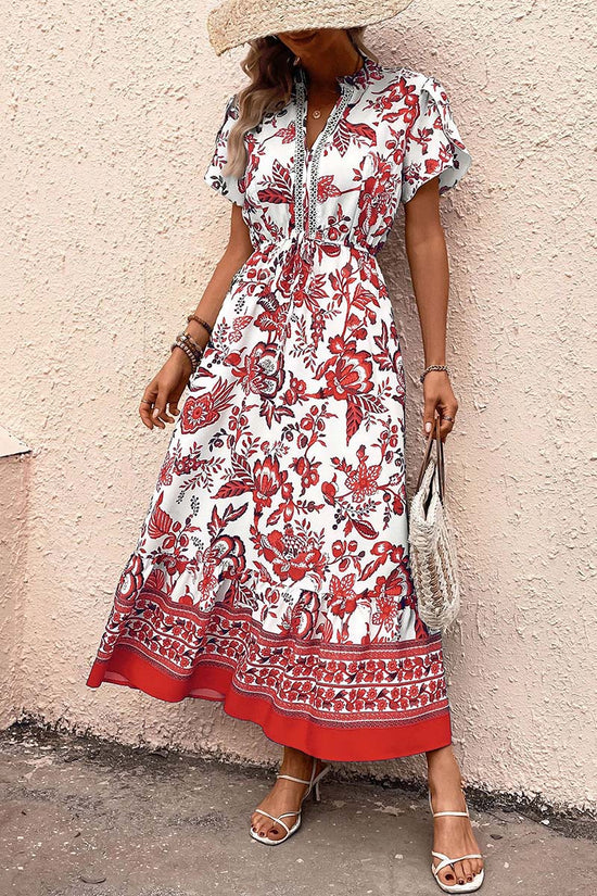 Floral Print V-Neck Casual Dress