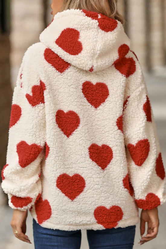 Heart Pattern Hooded Sweatshirt