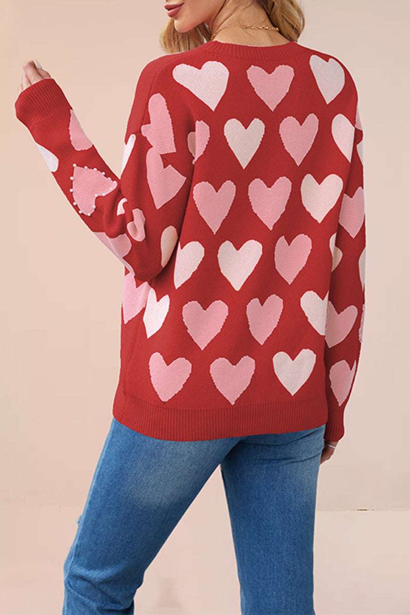 Heart-Emblazoned Relaxed Fit Sweater