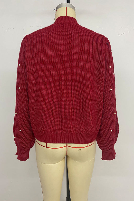 Pearl-Adorned Winter Cardigan