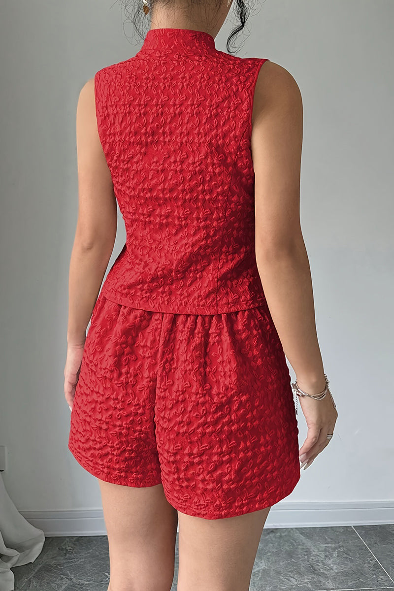 Textured Sleeveless Two-Piece Set