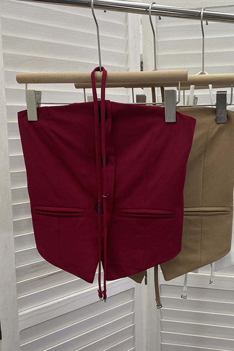 Button-Up Sleeveless Crisscross Tank