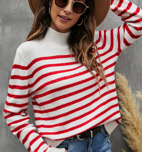 Striped High-Neck Sweater
