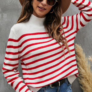 Striped High-Neck Sweater
