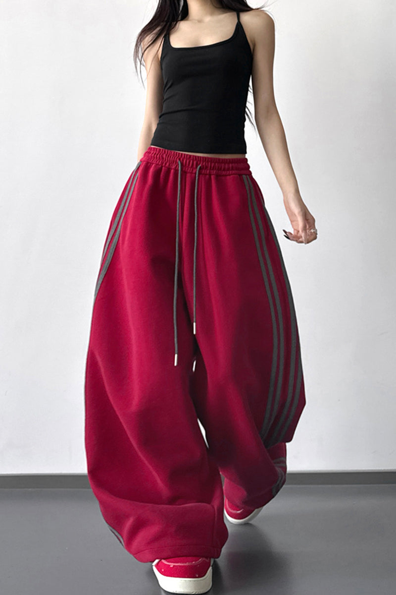 Wide-Leg Stripe Casual Pants