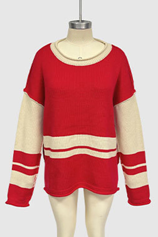 Striped Contrast Sleeve Sweater