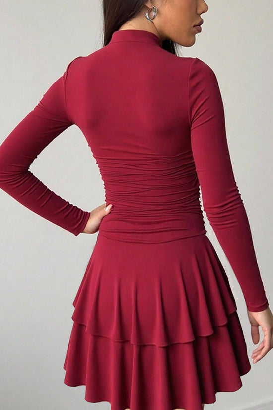 Long Sleeve Tiered Bodycon Dress