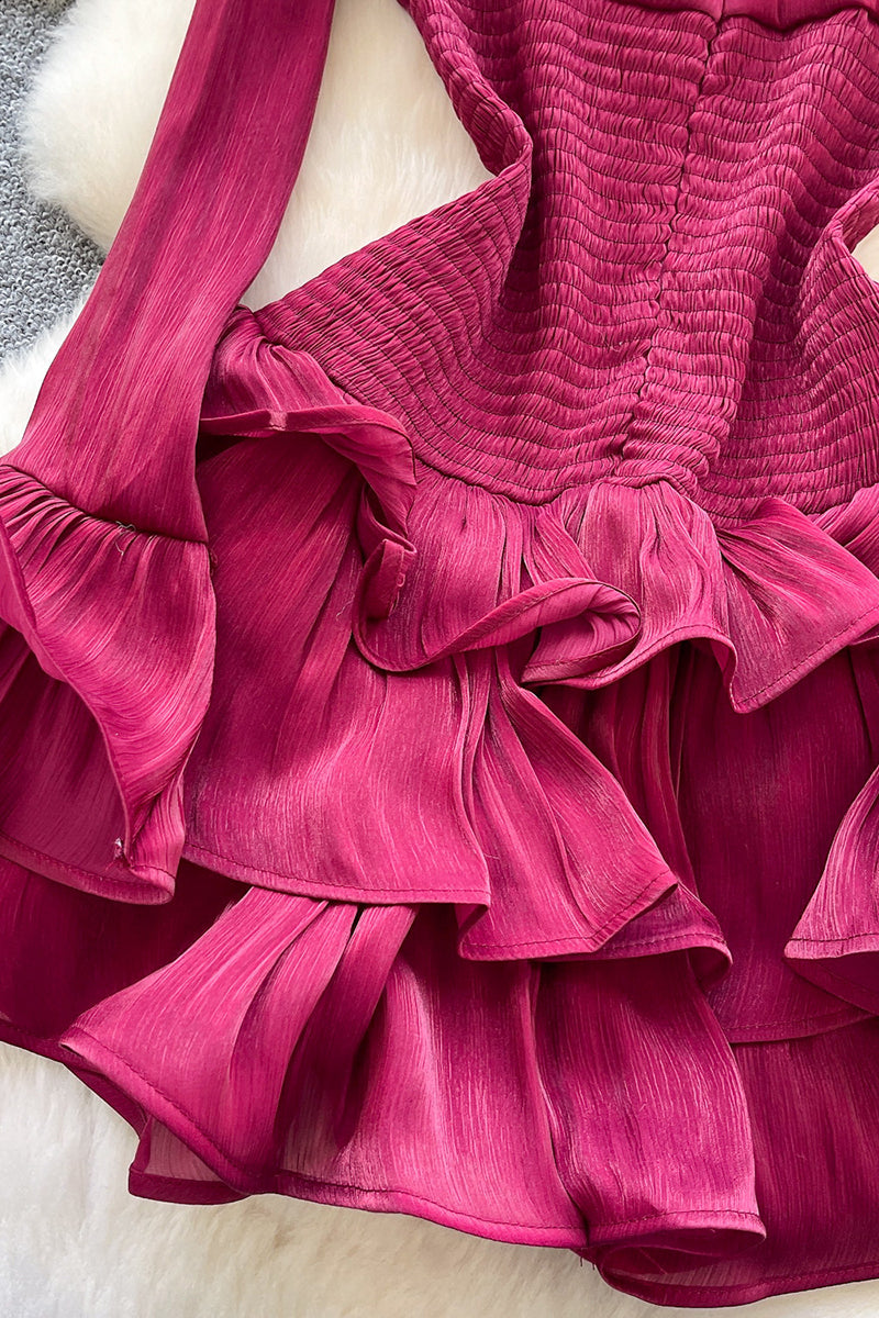 Ruffled Long Sleeve Casual Dress