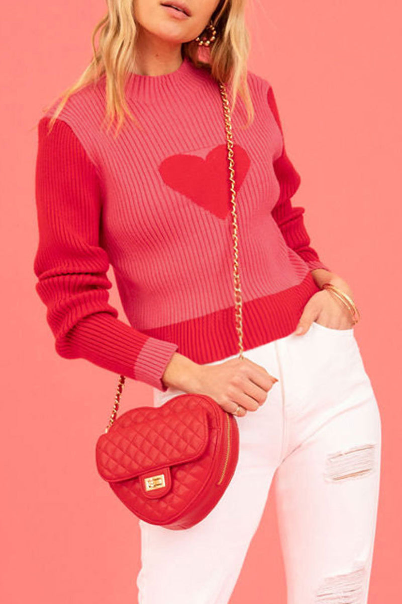 Heart Detail Ribbed Sweater