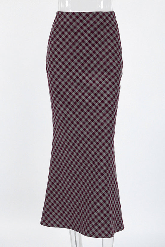 Checkered Midi Skirt
