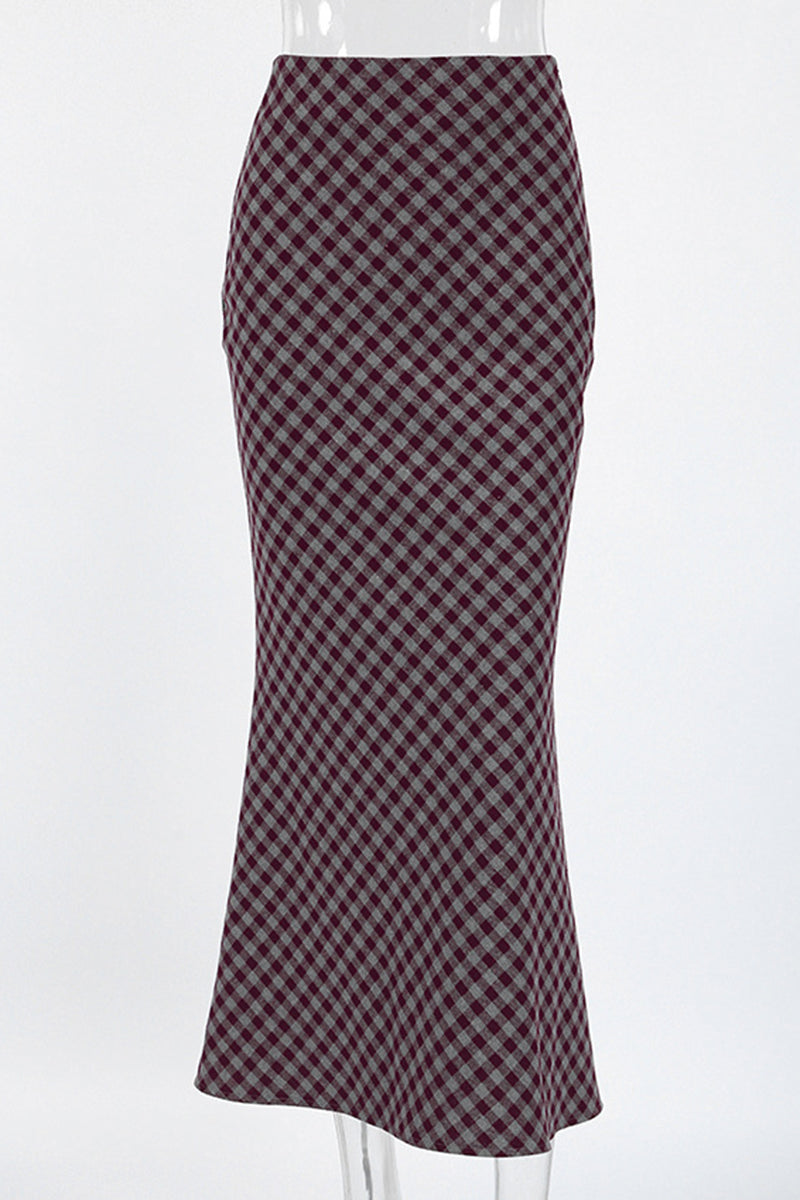 Checkered Midi Skirt