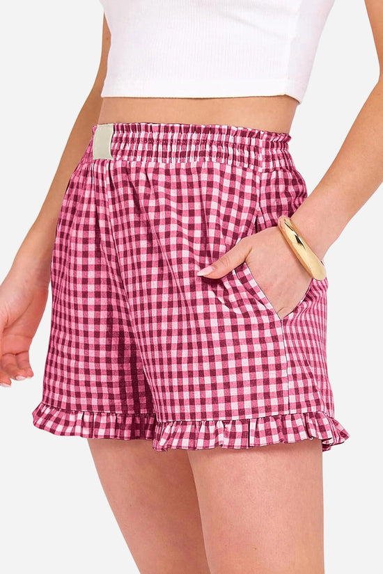Gingham Frilled Casual Shorts