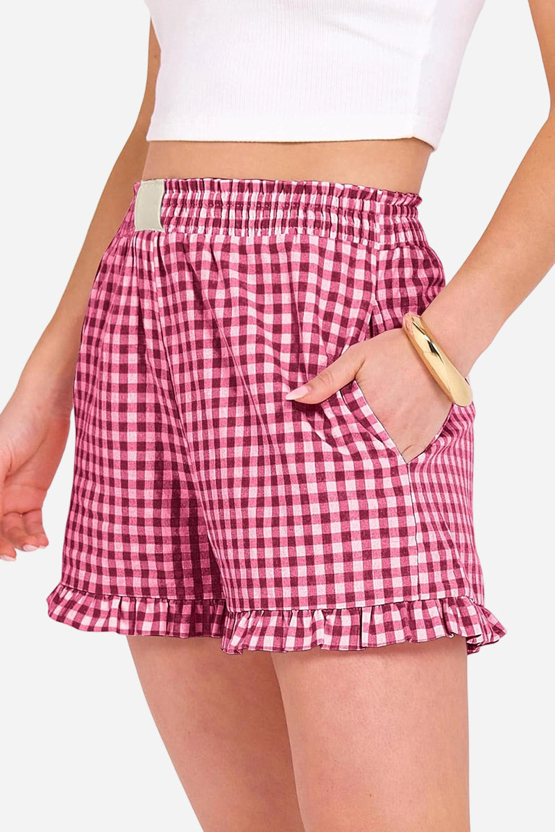 Gingham Frilled Casual Shorts