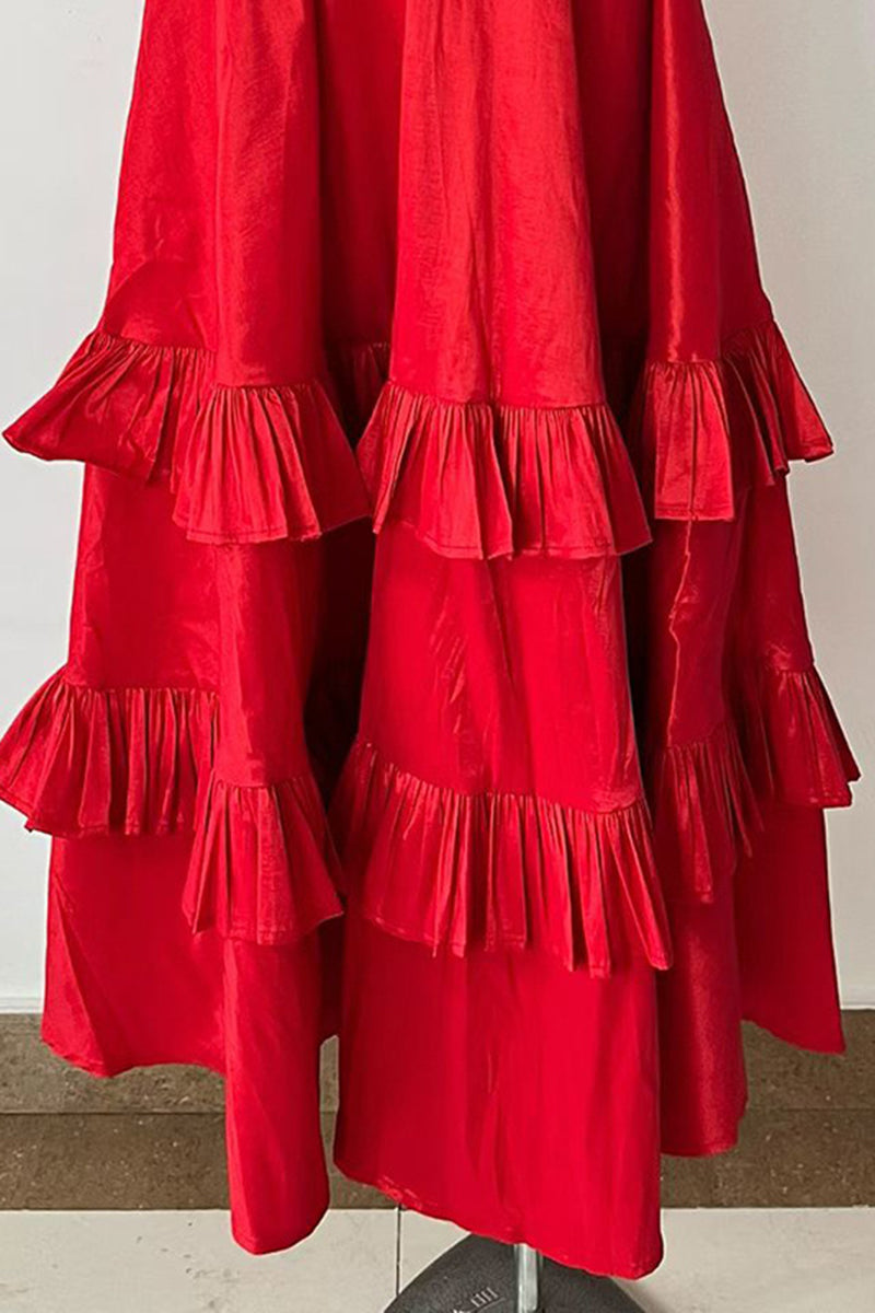 Ruffled Off-Shoulder Maxi Dress