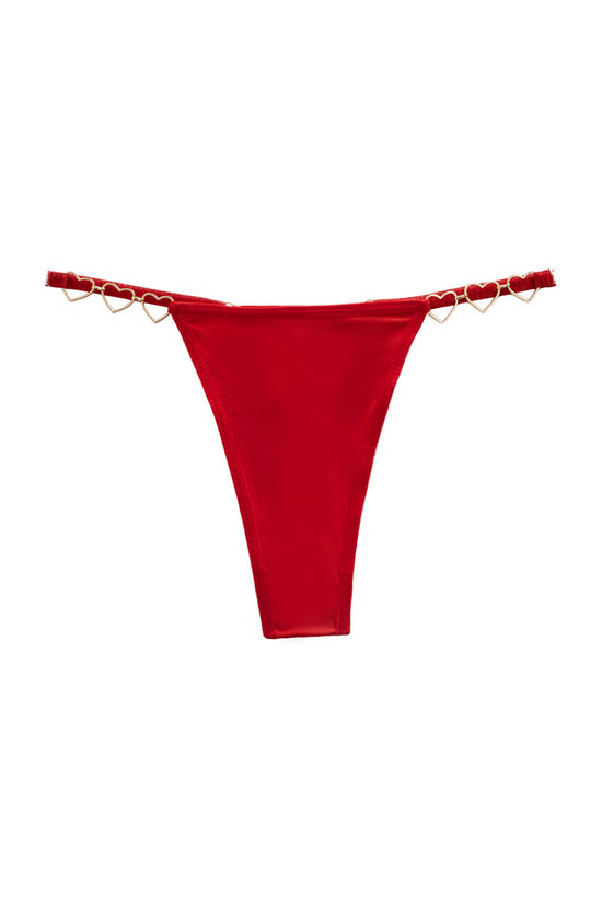 Heart Accent Strappy Thong Panties