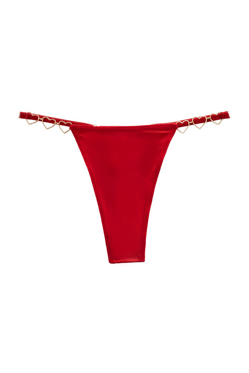 Heart Accent Strappy Thong Panties