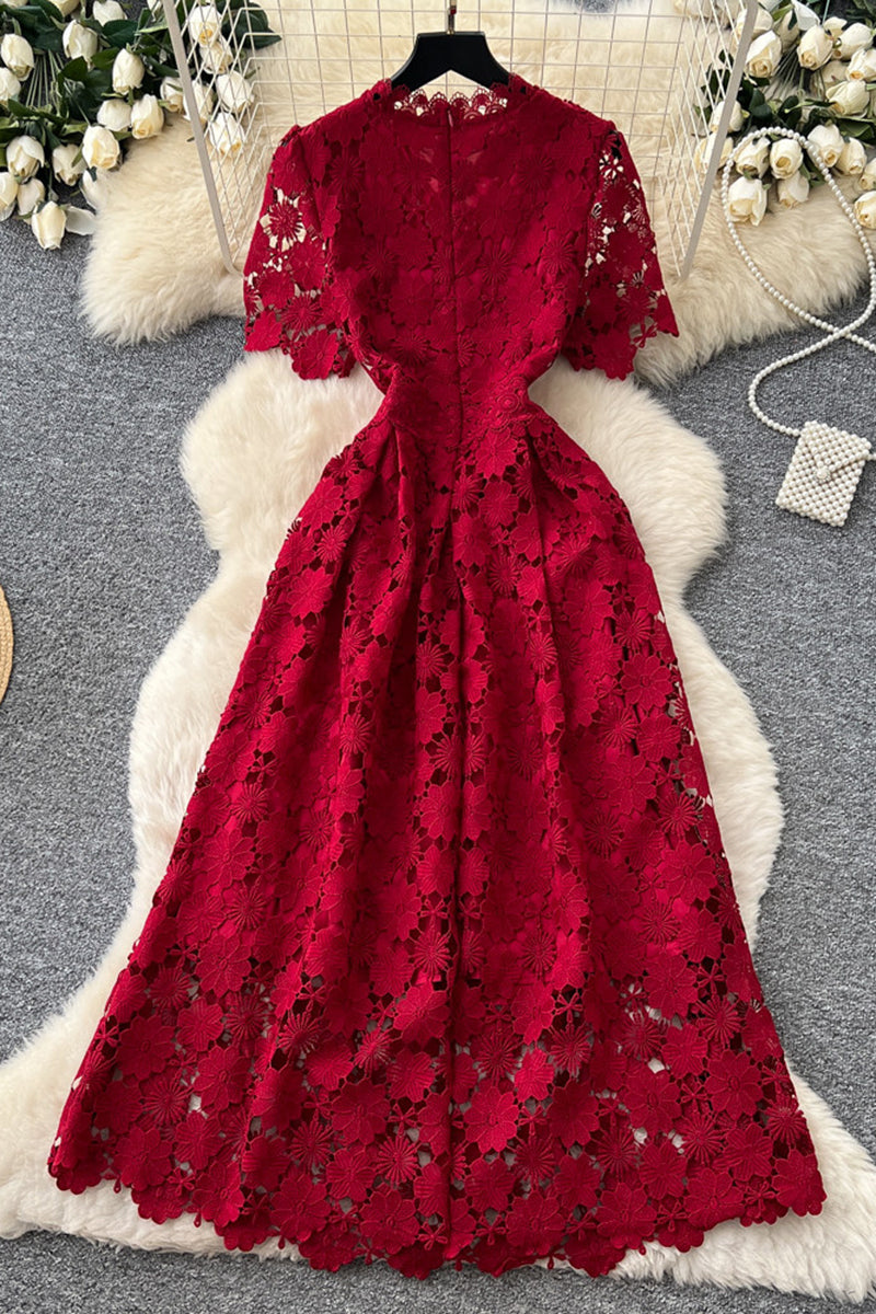 Elegant Floral Short Sleeve Dress