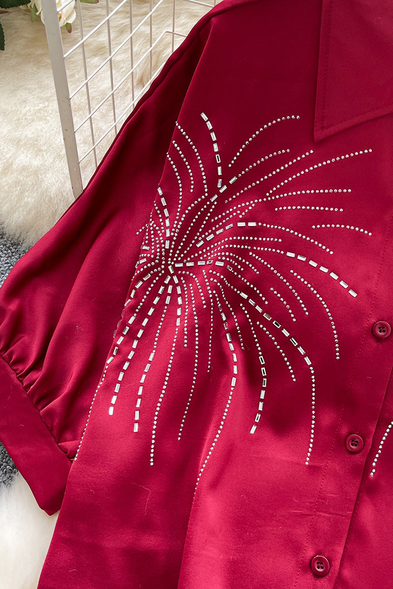 Sparkling Pattern Button-Up Blouse
