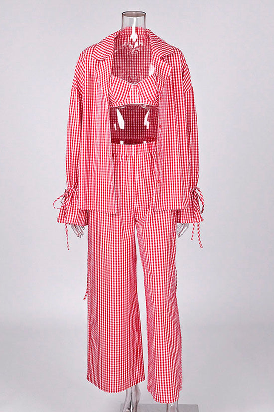 Checkered Three-Piece Loungewear Set