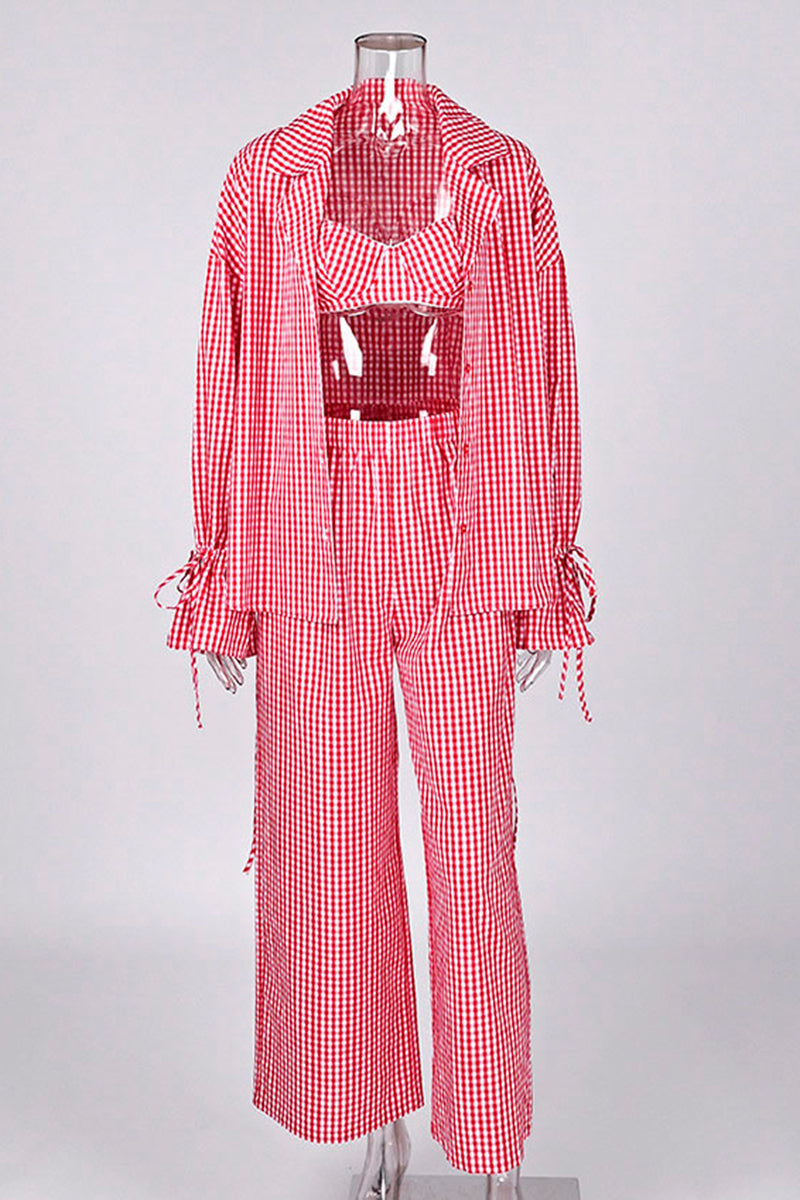 Checkered Three-Piece Loungewear Set