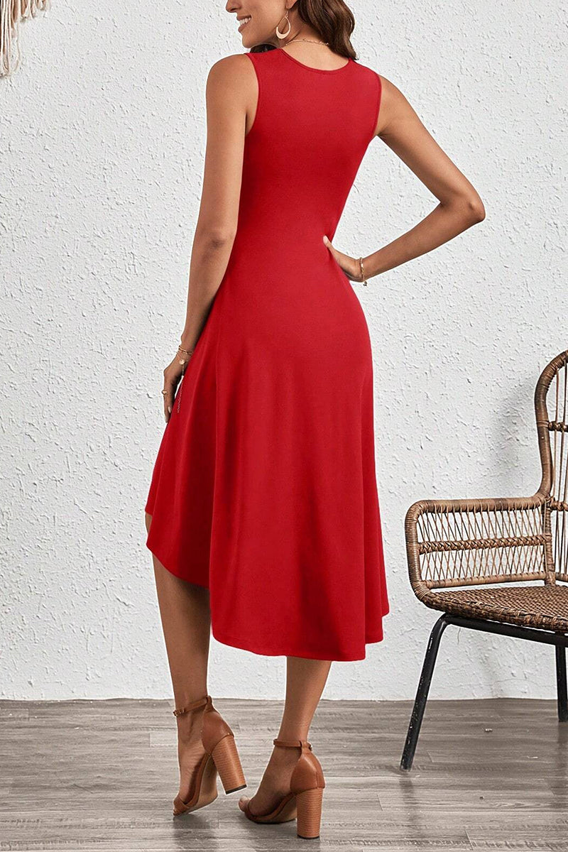 Asymmetric Sleeveless Casual Dress