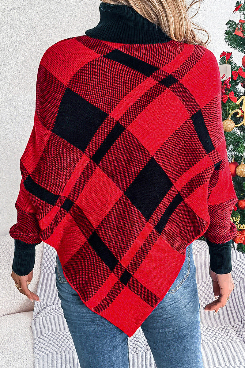 Plaid Pattern Loose Fit Sweater