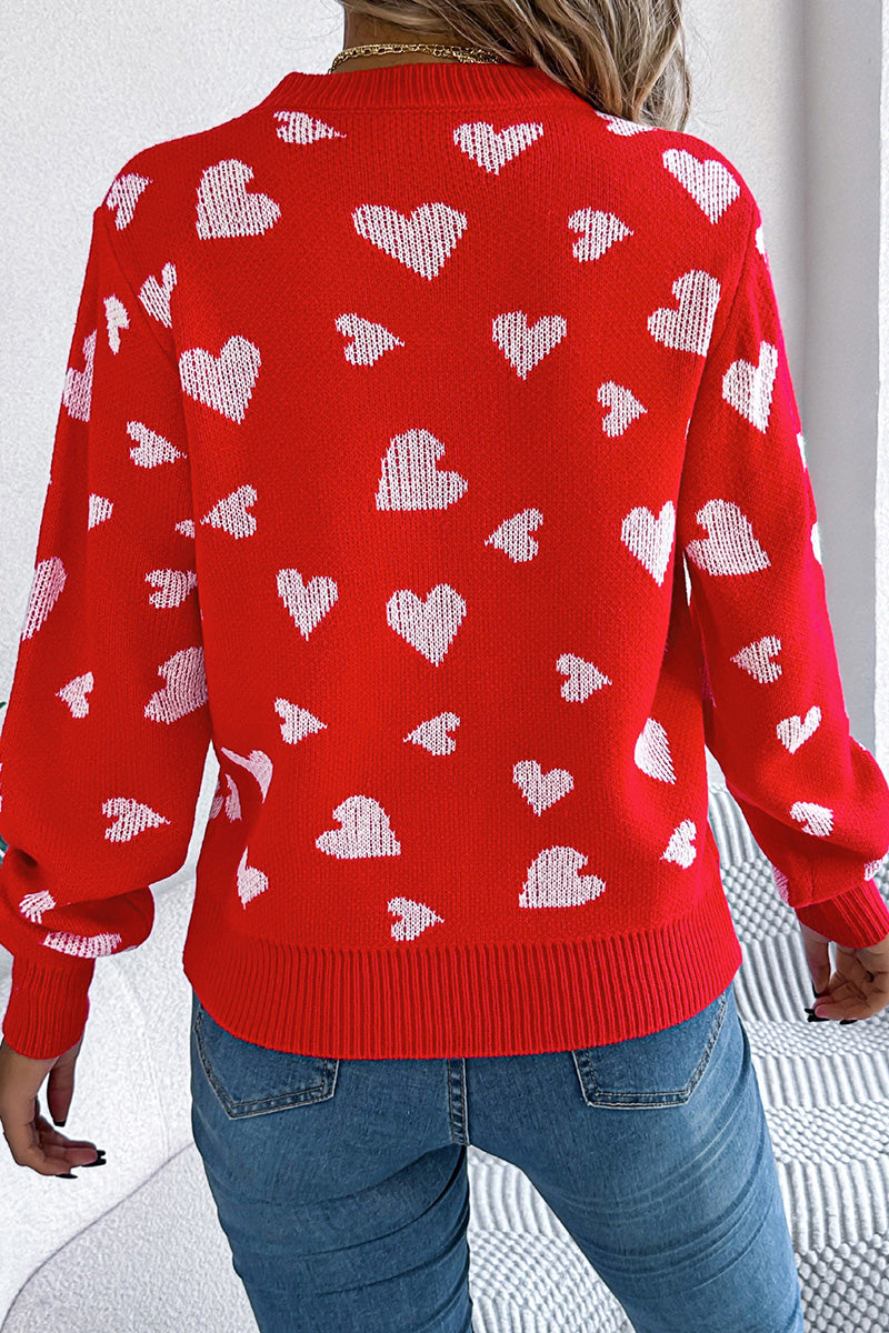 Heart Pattern Long Sleeve Sweater