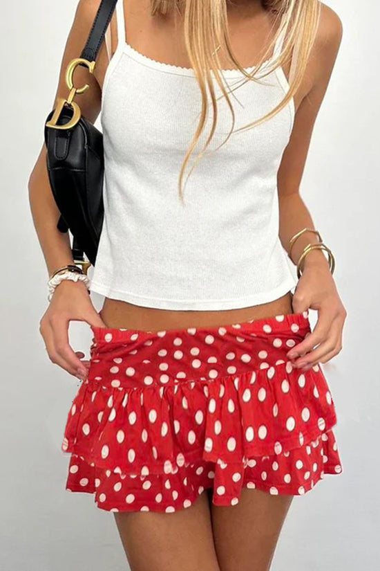 Polka Dot Ruffle Mini Skirt