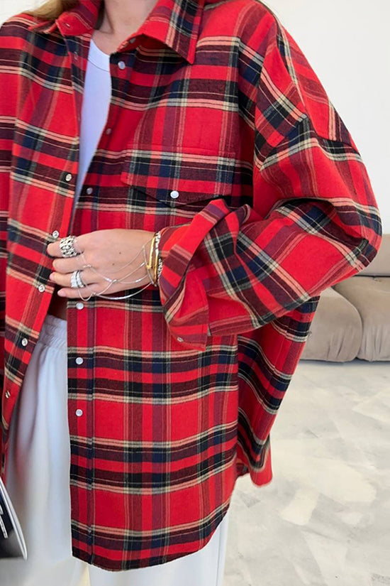 Plaid Oversized Button-Up Shirt