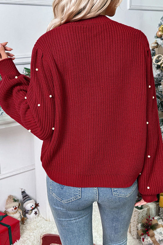 Pearl-Adorned Winter Cardigan