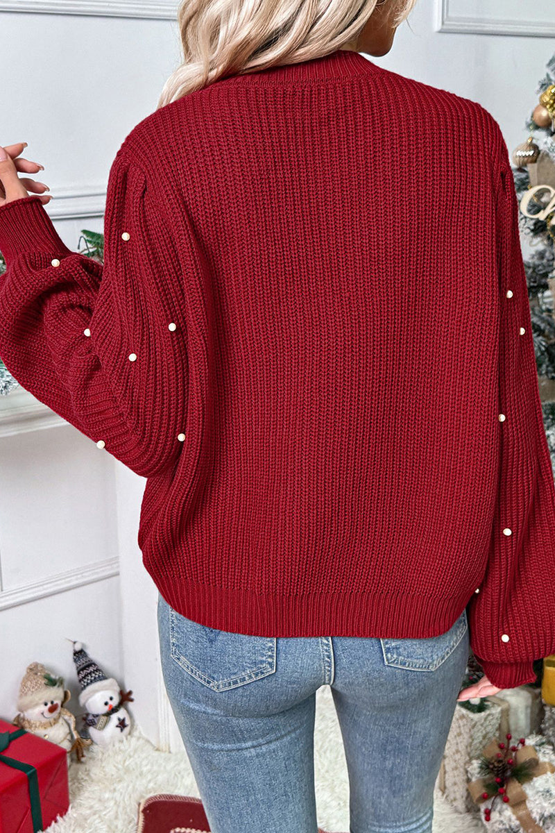 Pearl-Adorned Winter Cardigan