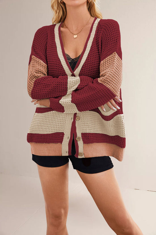 Striped Button-Up Cardigan