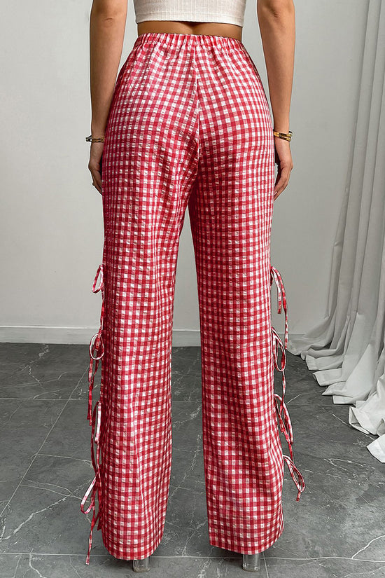 Gingham Tie-Side Casual Pants