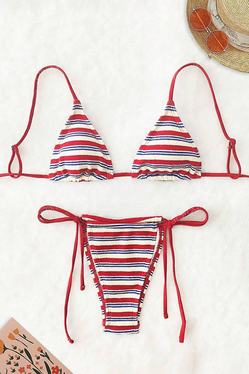 Striped Tie Bikini Set