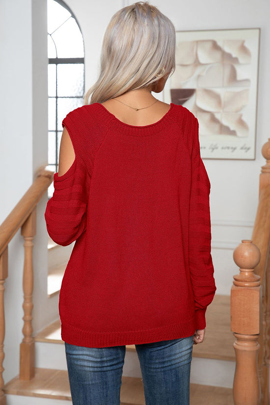 Cutout Button Sweater