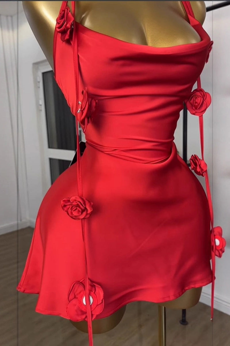 Floral Embellished Sleeveless Mini Dress