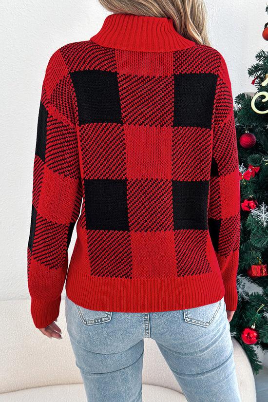 Checkered Turtleneck Sweater