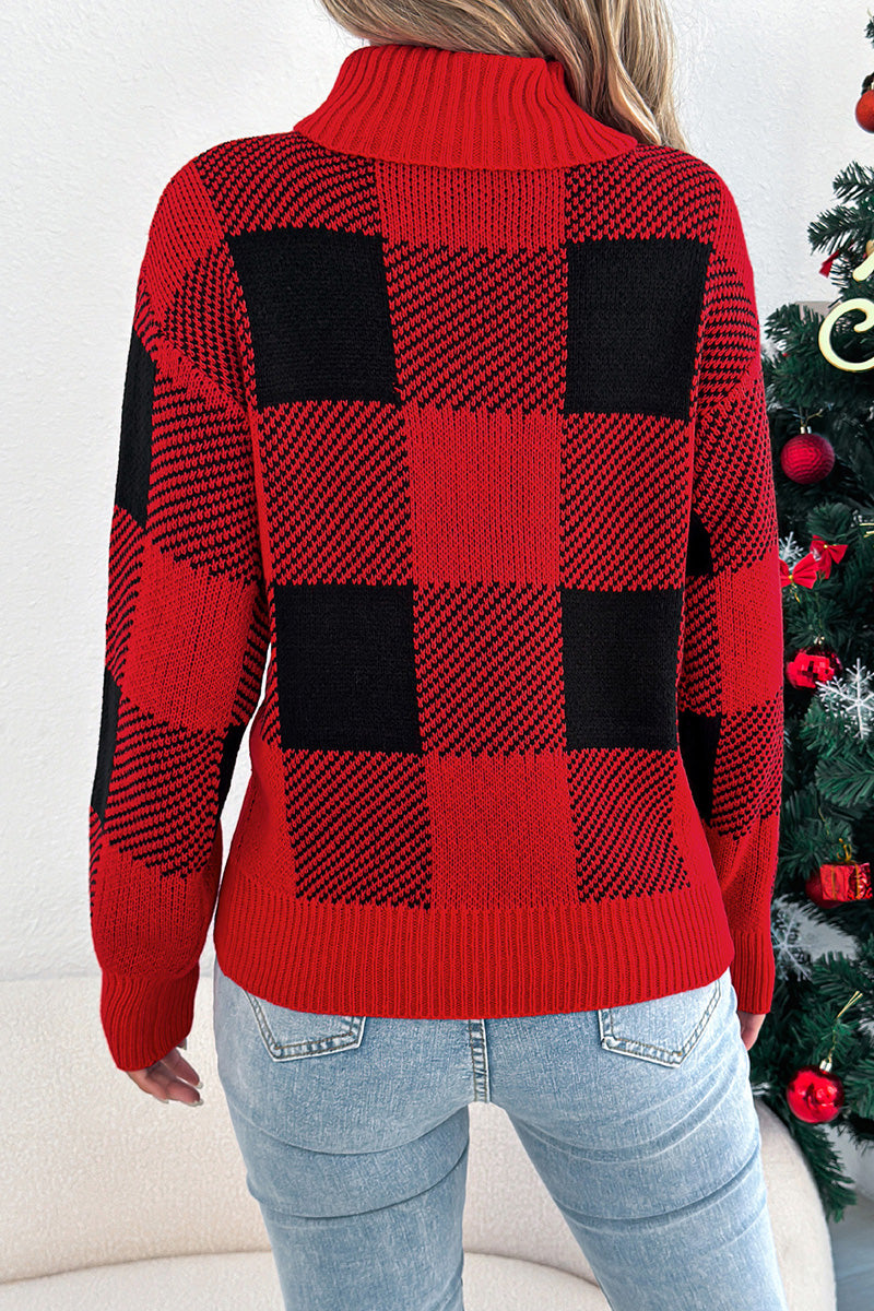 Checkered Turtleneck Sweater