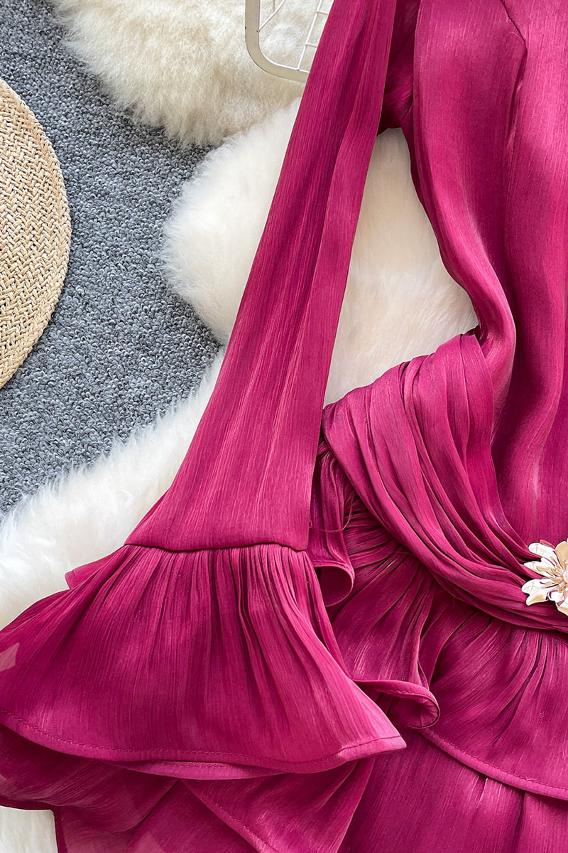 Ruffled Long Sleeve Casual Dress