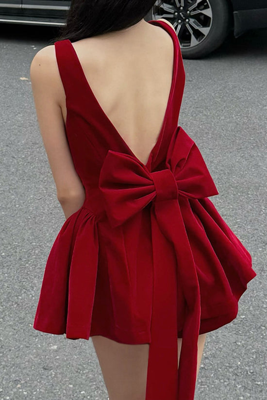 Square Neck Bowknot Casual Dress