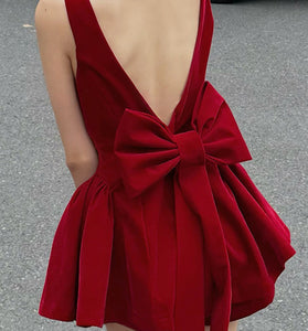 Square Neck Bowknot Casual Dress
