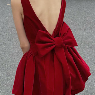 Square Neck Bowknot Casual Dress