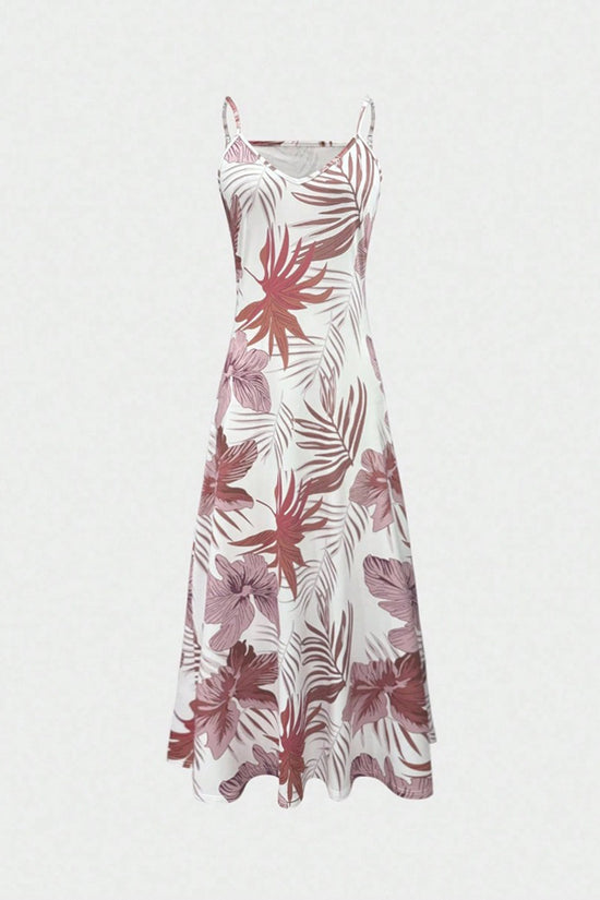 Tropical Print Sleeveless Casual Maxi Dress