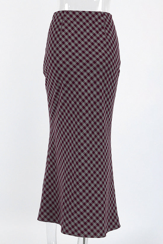 Checkered Midi Skirt