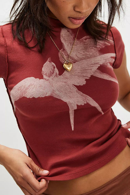 Graphic Bird Print Slim Fit Tee