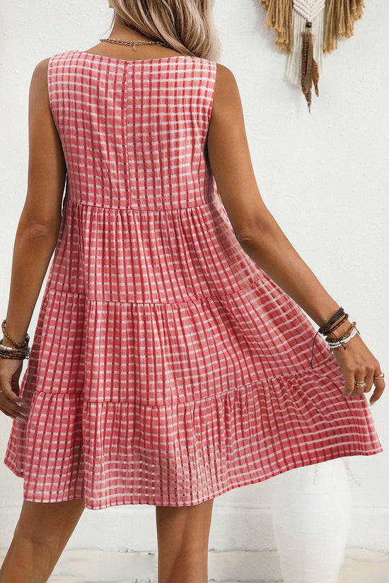 Sleeveless Checkered Casual Dress